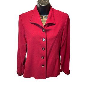 Alfred Dunner Red 3 Button Blazer Made in USA Sz 6P